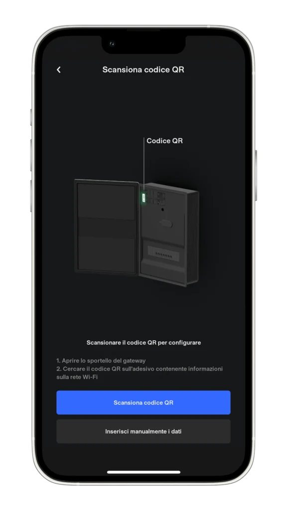 Pagina scansiona QR-Code App Tesla