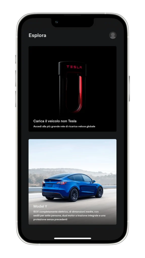 Pagina di benvenuto Tesla